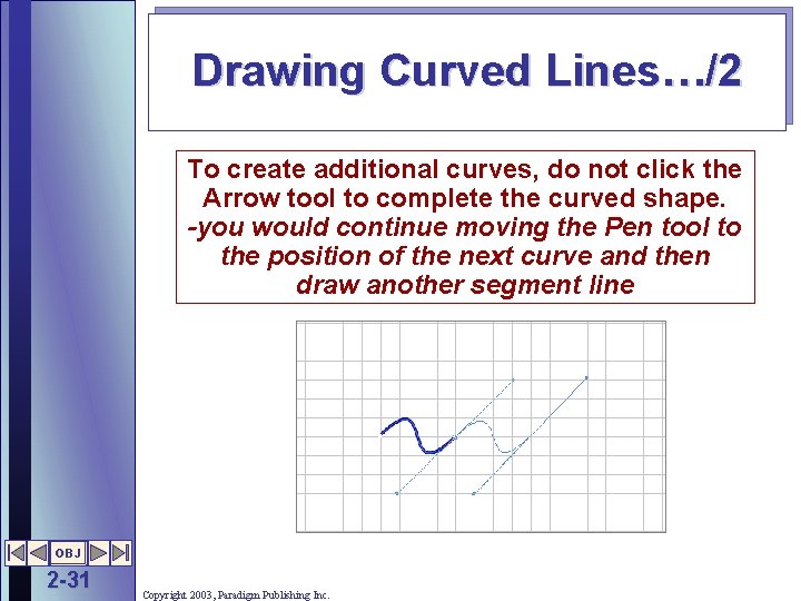 Drawing Curved Lines…/2 To create additional curves, do not click the Arrow tool to