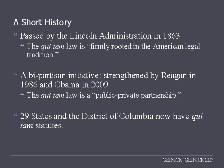 A Short History Passed by the Lincoln Administration in 1863. A bi-partisan initiative: strengthened A Short History Passed by the Lincoln Administration in 1863. A bi-partisan initiative: strengthened