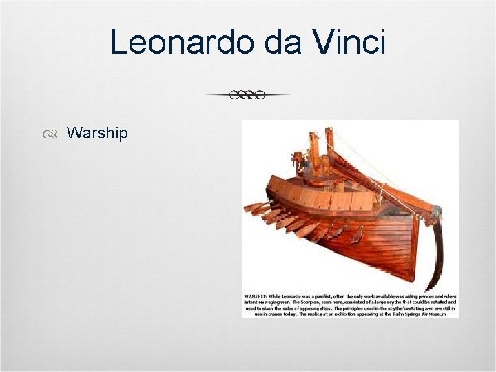 Leonardo da Vinci Warship 