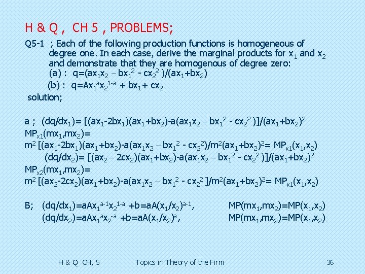 H & Q , CH 5 , PROBLEMS; Q 5 -1 ; Each of