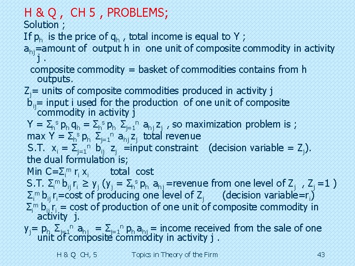 H & Q , CH 5 , PROBLEMS; Solution ; If ph is the