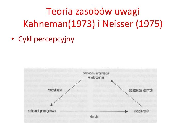 Teoria zasobów uwagi Kahneman(1973) i Neisser (1975) • Cykl percepcyjny 