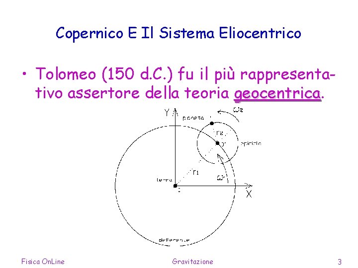 Copernico E Il Sistema Eliocentrico • Tolomeo (150 d. C. ) fu il più