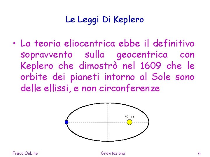 Le Leggi Di Keplero • La teoria eliocentrica ebbe il definitivo sopravvento sulla geocentrica