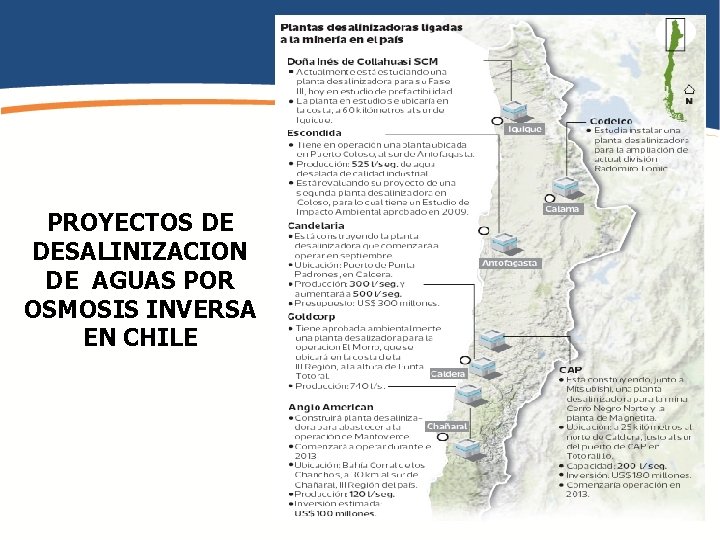 PROYECTOS DE DESALINIZACION DE AGUAS POR OSMOSIS INVERSA EN CHILE 