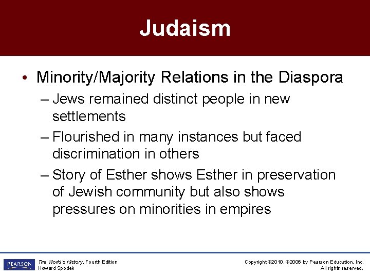 Judaism • Minority/Majority Relations in the Diaspora – Jews remained distinct people in new