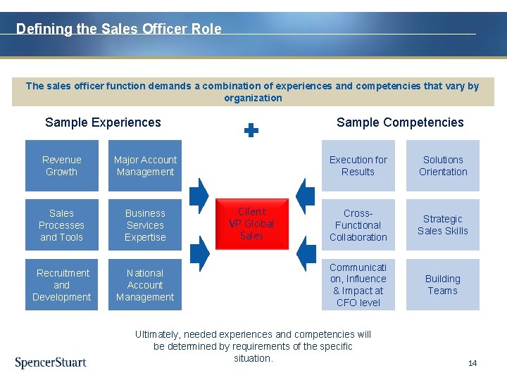 Defining the Sales Officer Role The sales officer function demands a combination of experiences