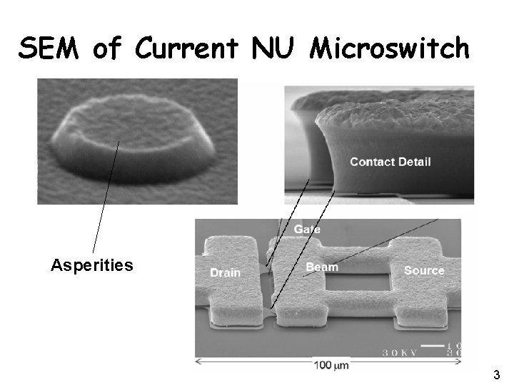 SEM of Current NU Microswitch Asperities ME 6260/EECE 7244 3 
