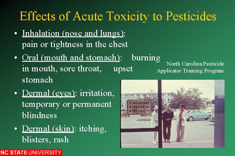 Effects of Acute Toxicity to Pesticides • Inhalation (nose and lungs): pain or tightness