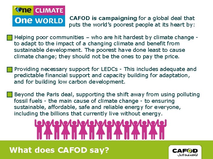 CAFOD is campaigning for a global deal that puts the world’s poorest people at