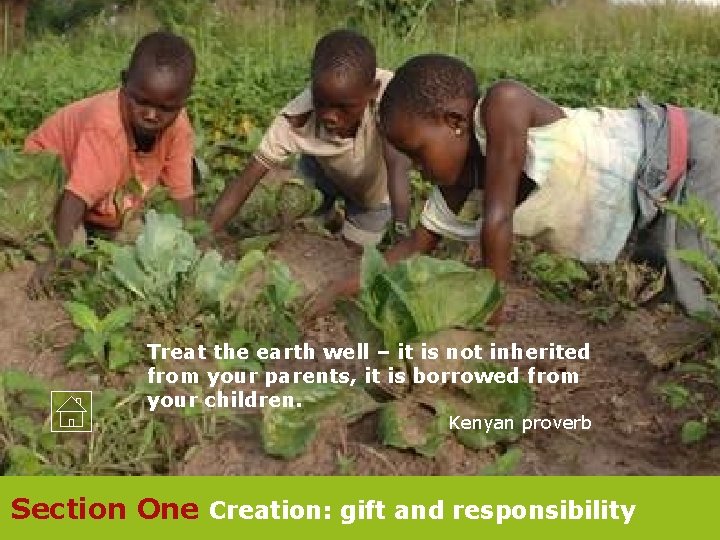 Treat the earth well – it is not inherited from your parents, it is