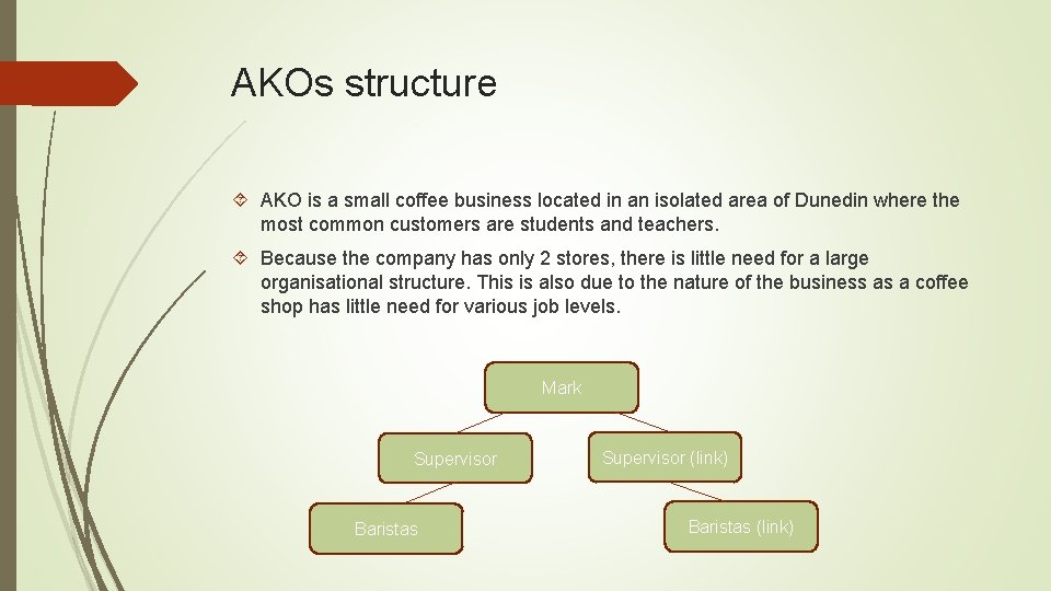 AKOs structure AKO is a small coffee business located in an isolated area of