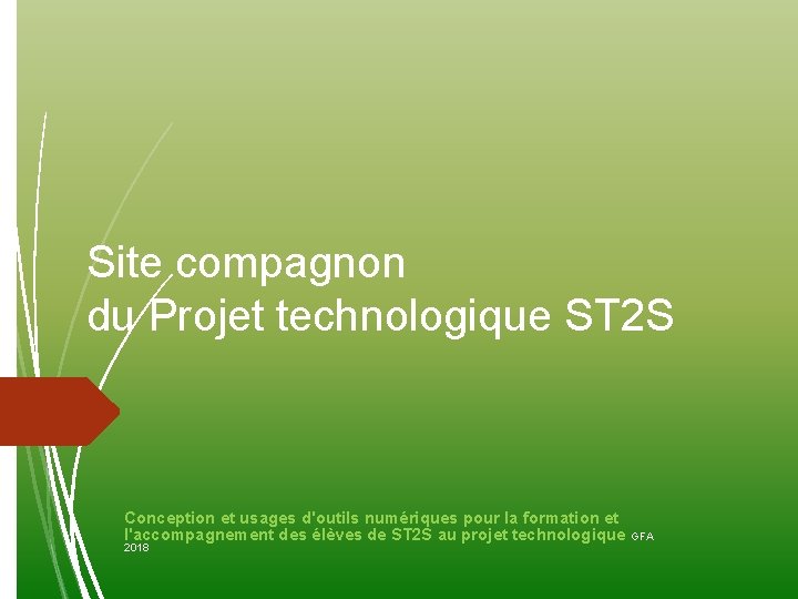 Site compagnon du Projet technologique ST 2 S Conception et usages d'outils numériques pour