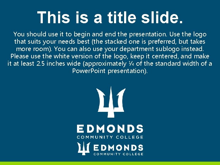This is a title slide. You should use it to begin and end the This is a title slide. You should use it to begin and end the