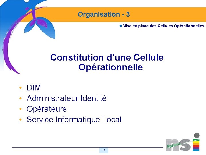 Organisation - 3 l. Mise en place des Cellules Opérationnelles Constitution d’une Cellule Opérationnelle