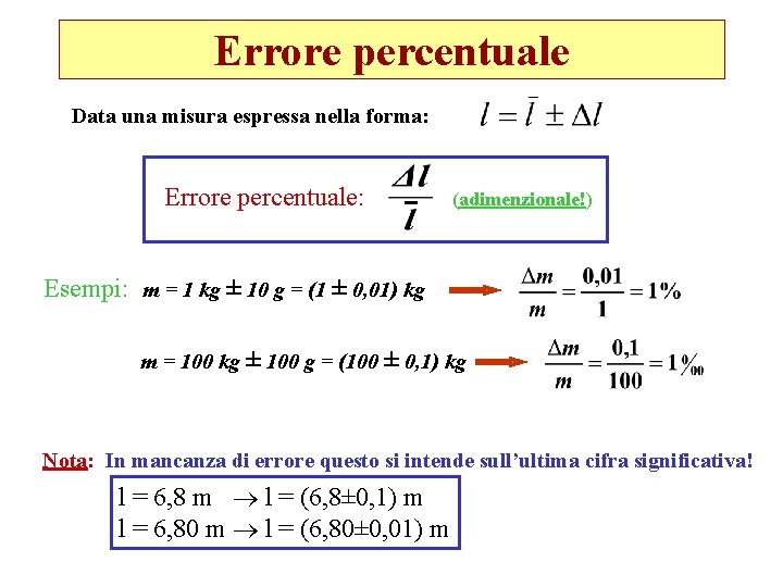 Introduzione alla fisica Grandezze fisiche Misura ed errori