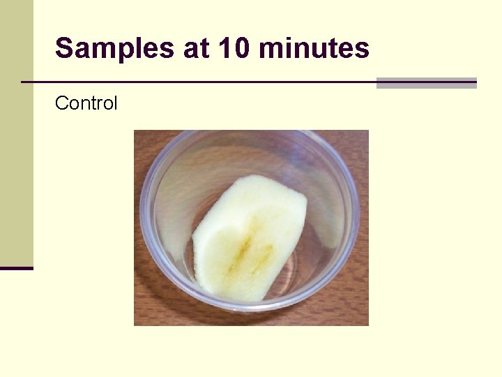 Samples at 10 minutes Control 