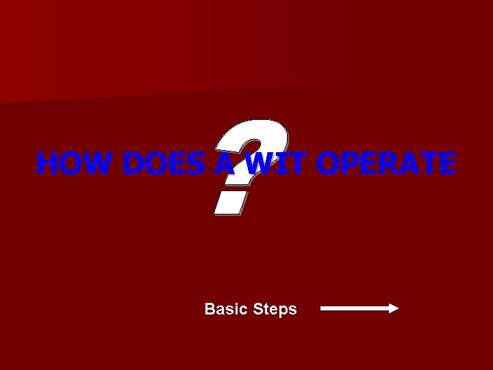 HOW DOES A WIT OPERATE Basic Steps 