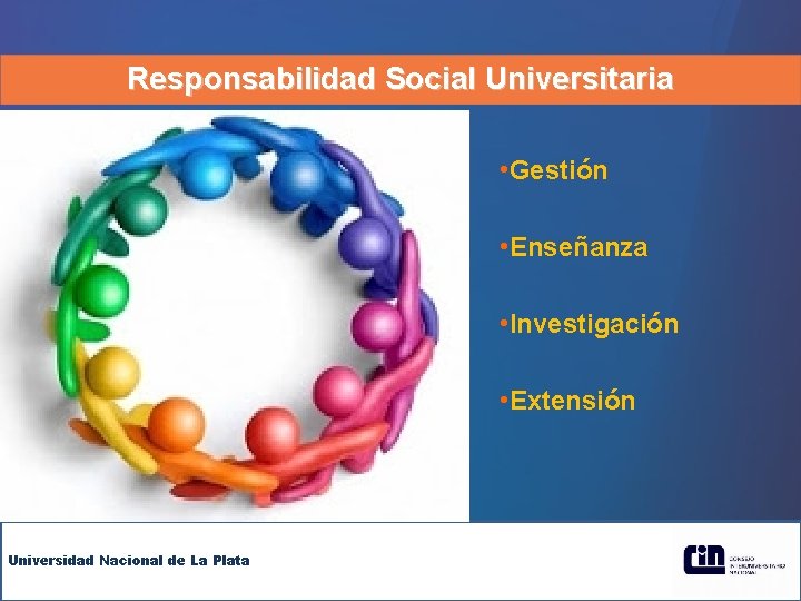 Responsabilidad Social Universitaria • Gestión • Enseñanza • Investigación • Extensión Universidad Nacional de