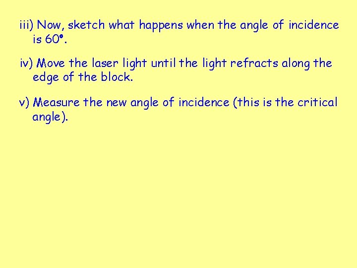 iii) Now, sketch what happens when the angle of incidence is 60 o. iv)