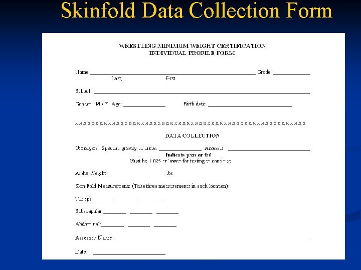 Skinfold Data Collection Form 