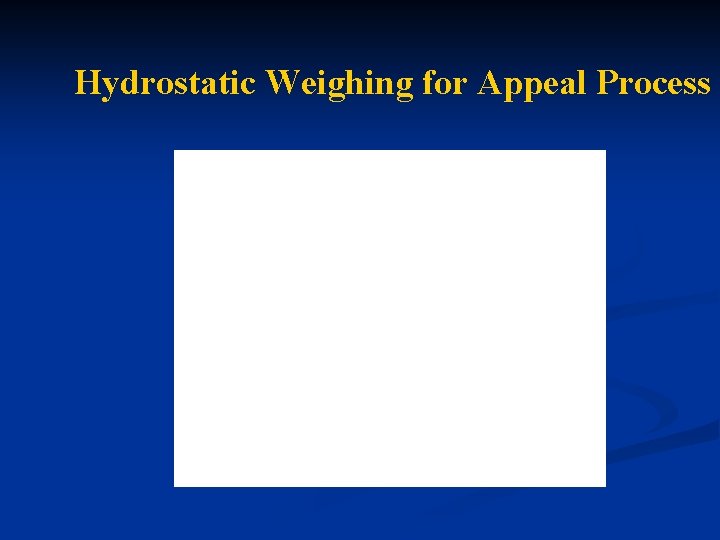 Hydrostatic Weighing for Appeal Process 