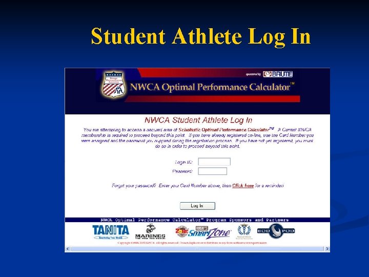 Student Athlete Log In 