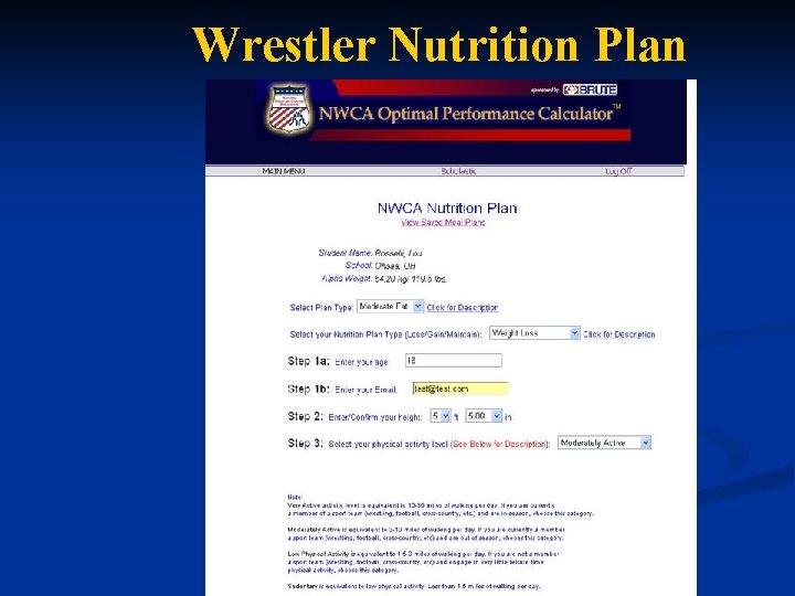 Wrestler Nutrition Plan 