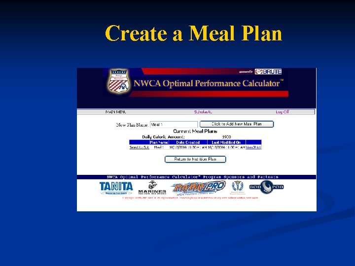 Create a Meal Plan 