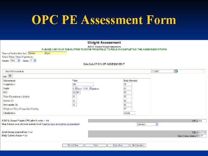 OPC PE Assessment Form 