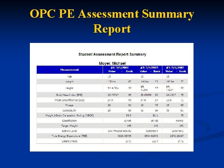 OPC PE Assessment Summary Report 