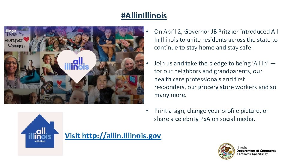 #Allin. Illinois • On April 2, Governor JB Pritzker introduced All In Illinois to