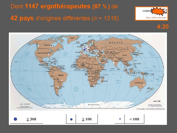 Dont 1147 ergothérapeutes (87 %) de Rééducateurs sensitifs de la douleur de 42 pays