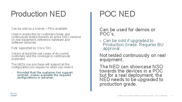 Production NED POC NED Can be sold as a license – PIDs available Can