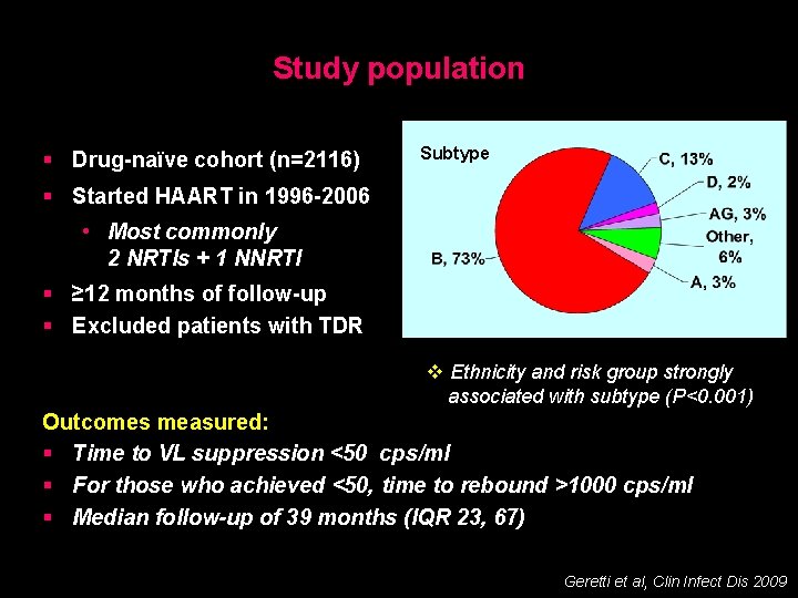Study population § Drug-naïve cohort (n=2116) Subtype § Started HAART in 1996 -2006 •