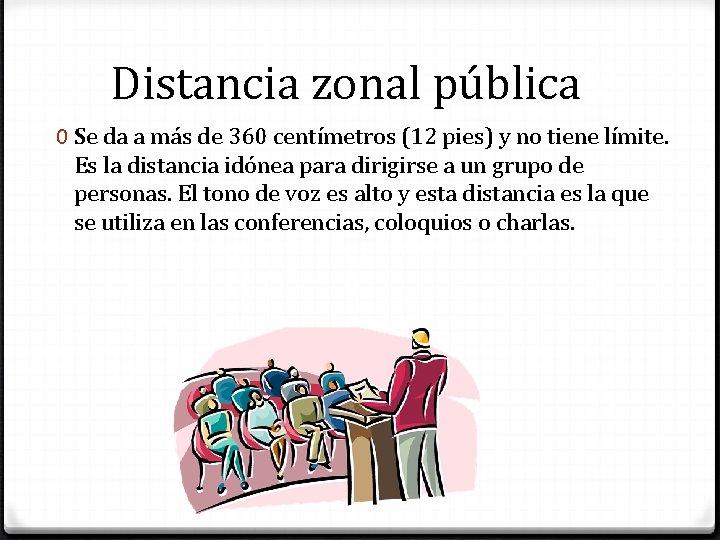 Distancia zonal pública 0 Se da a más de 360 centímetros (12 pies) y