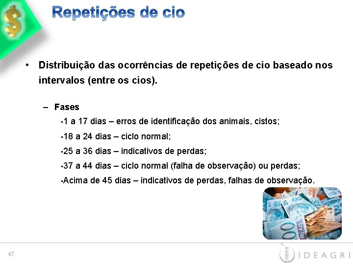  • Distribuição das ocorrências de repetições de cio baseado nos intervalos (entre os