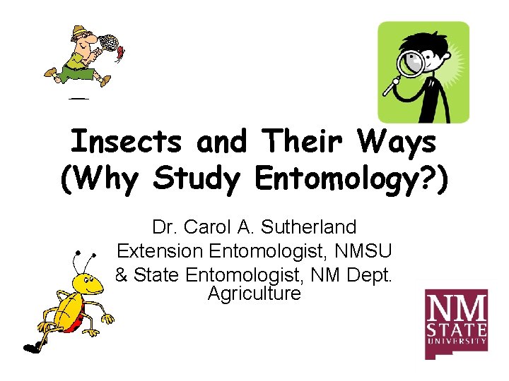 Insects and Their Ways (Why Study Entomology? ) Dr. Carol A. Sutherland Extension Entomologist,