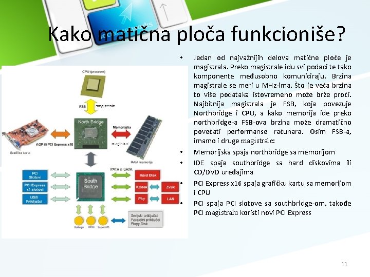 Kako matična ploča funkcioniše? • • • Jedan od najvažnijih delova matične ploče je