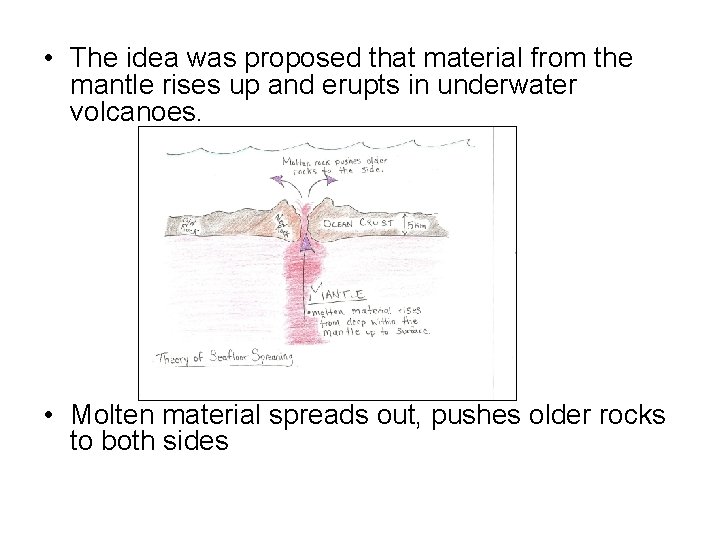  • The idea was proposed that material from the mantle rises up and