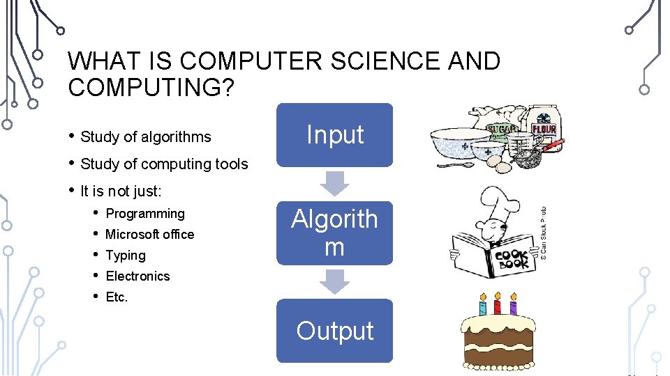 WHAT IS COMPUTER SCIENCE AND COMPUTING? • Study of algorithms • Study of computing