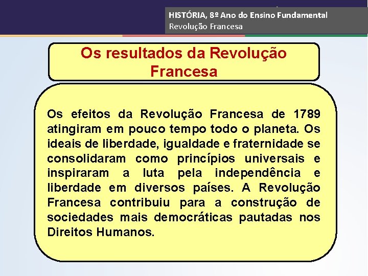 HISTÓRIA, 8º Ano do Ensino Fundamental Revolução Francesa Os resultados da Revolução Francesa Os