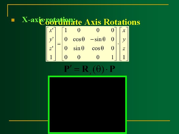 n X-axis rotation: Axis Rotations Coordinate 