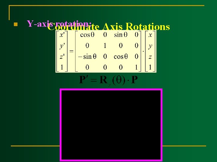 n Y-axis rotation: Axis Rotations Coordinate 