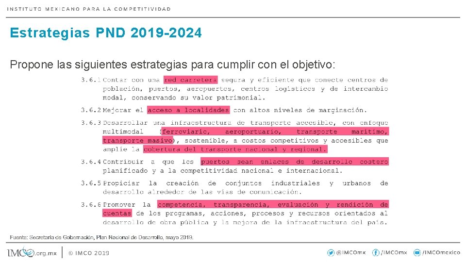Estrategias PND 2019 -2024 Propone las siguientes estrategias para cumplir con el objetivo: 