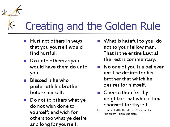 Creating and the Golden Rule n n Hurt not others in ways that yourself Creating and the Golden Rule n n Hurt not others in ways that yourself
