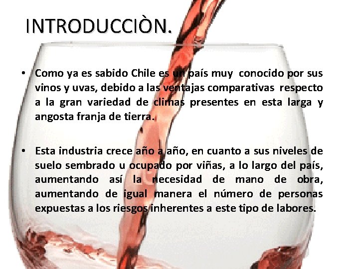 INTRODUCCIÒN. • Como ya es sabido Chile es un país muy conocido por sus INTRODUCCIÒN. • Como ya es sabido Chile es un país muy conocido por sus