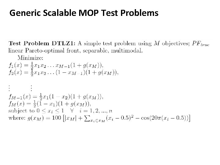 Generic Scalable MOP Test Problems 