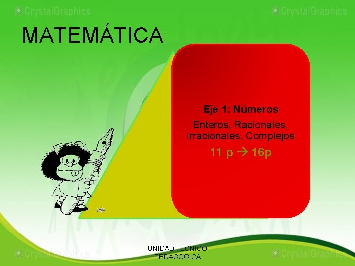 MATEMÁTICA Eje 1: Números Enteros, Racionales, Irracionales, Complejos 11 p 16 p UNIDAD TÉCNICO