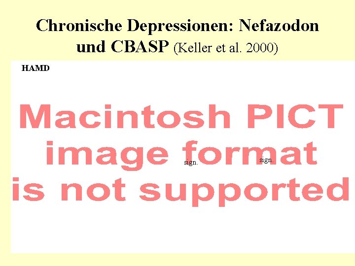 Chronische Depressionen: Nefazodon und CBASP (Keller et al. 2000) HAMD sign. 